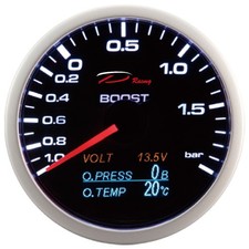 4in1 Ladedruck Anzeige + Öldruck Öltemperatur Volt - Multi-gauge OLED schwarz +