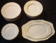 H & Cö Henrich Porzellan Alt Essservice Elfenbein Relief Goldrand 30 Teile
