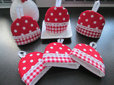 Eierwärmer "Punkte" für gekochte Eier; 6 Stück; Handarbeit; Baumwolle  NEU