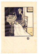 1900 3x Emil Orlik: Die Näherin + Im Park  + Victoria-Damm + Text Richard Muther