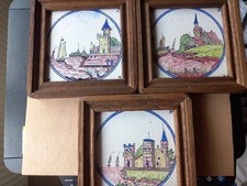 Dekor Wand-Kacheln-Fliesen  mit Holland- u. Bretagne-Motiven,  gerahmt, 17 x 17