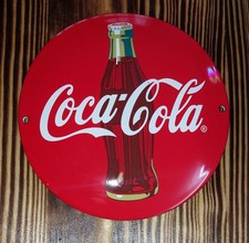 Coca Cola Flasche Emailschild Werkstatt Garage Emaille Schild 12cm Rund