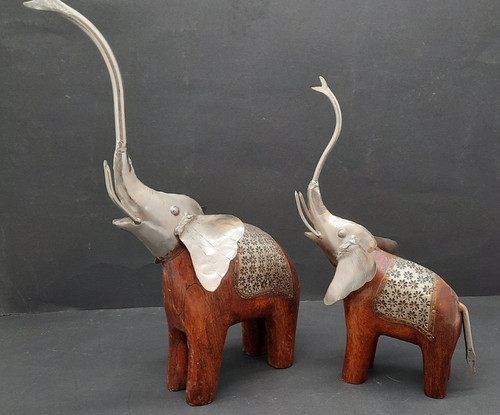 Elefant aus holz metall - aus, (
