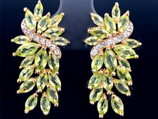 OHRSTECKER AUS 925/- SILBER GELBVERGOLDET  MIT PERIDOT & ZIRKON  SCHMUCKJAGD