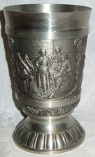 Zinnbecher / Becher / Kelch / Weinkelch von D.N.L. - 94% Zinn H: ca. 14 cm