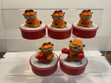 Garfield Bully West Germany 5 x Figur Stempel Boxer, mit Herz, Hello, Love.. rot