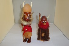 2 alte Wikinger aus Teak Holz