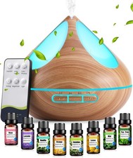 500ml Raumduft Aromatherapie Diffuser Mit 8 Ätherischen Ölen Fernbedienung Braun