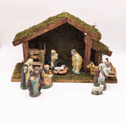 Vintage weihnachtskrippe stall - vintage,