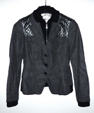 IQ+ LIQU Damen Jacke Blazer Sakko Wolle grau schwarz Gr. 38 it. 44 / M neu