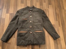 Ingo Design Jacke Mantel Trachten Janker Gr. 40 Grün Schurwolle mit Lammleder 