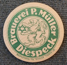 Bierdeckel Brauerei P. Müller Diespeck (VK) unbenutzt 