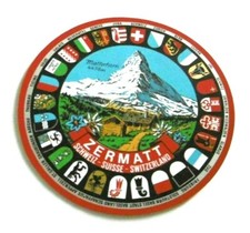 Souvenir-Aufkleber Zermatt Matterhorn Schweiz 26 Wappen Kanton 80er Oldtimer