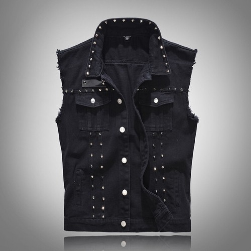 Herren denim biker weste - denim, jeans