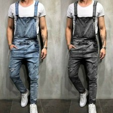 Mens Denim Dungarees Work Suit