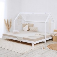 Kinder Hausbett 90x200 cm mit Gästebett Kinderbett Kiefer Lattenrost Homestyle4u