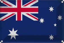 Blechschild 12x18 cm Australien Australia Vintage Flagge Fahne Wappen Deko Gesch