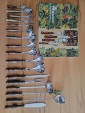 Besteck WMF Burgund, 48-teilig + Einzelteile, Holzgriff, Chromargan, neuwertig