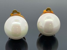 OHRCLIPS GELBVERGOLDET ANTIK MIT PERLEN-IMITAT  SCHMUCKJAGD