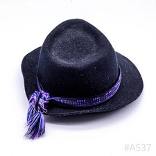 Vintage Damen Boho Hut Filzhut mit violettem Dekoband | 26 cm