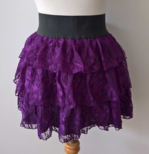 Rock Stufenrock Mini Gummibund Spitze Lila Gr.38