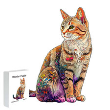 Holzpuzzle Katze buntes