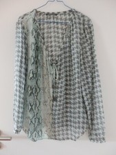 Rene Lezard Bluse Seidenbluse Tunika Seide Gr. 40 Hellblau Hellgrau Neu