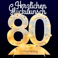 Personalisierte Deko Artikel mit Zahl 80, Geburtstag, Geschenkidee