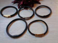 Armband Leder schwarz geflochten 5 Varianten