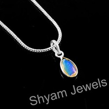 925 Sterlingsilber Original Birne Äthiopische Opal Edelstein Anhänger Halskette