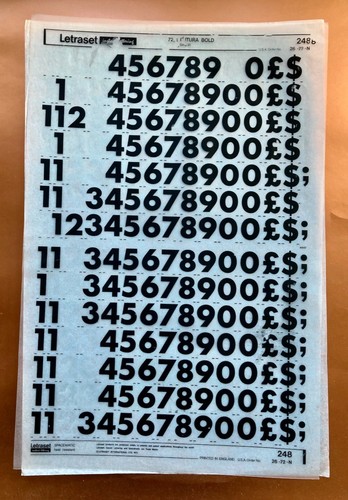 Letraset 248 futura bold - bold, 72pt