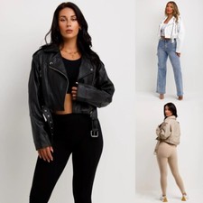 Damen Biker Kunstleder Jacke