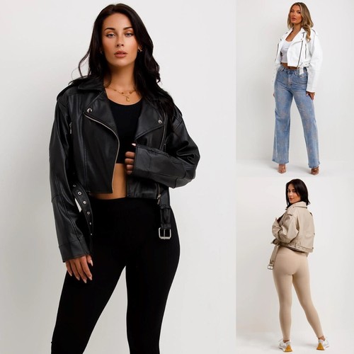 Damen biker kunstleder jacke - damen,