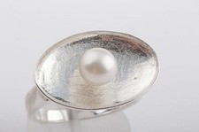 Perlen Ring 925 er Sterling Silber Akoya Größe 60 Top!  