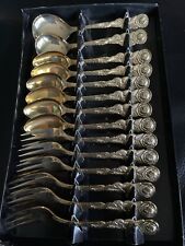 Hildesheimer Rose, Kaffeebesteck, 14tlg., 24 Kt. vergoldet, rostfrei, TOP!