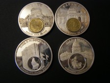 4 Medaillen - European Currencies - Eire*Luxemburg*Spanien*Dänemark.