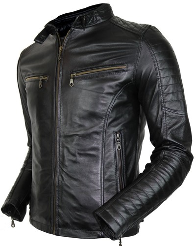 Herren bikerjacke aus echtem - bikerjacke,