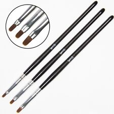 3 Fullcover Pinsel Oval für Farbgel Nailart Modellage Katzenzunge Schwarz Gel