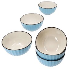 Mäser OSITA Hellblau-Weiß 6x Müsli-Schale 450ml blau Steingut Dessert-Schüssel