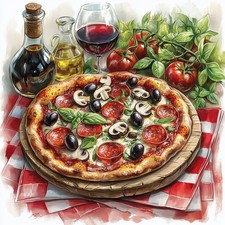 Wandbild Küche Pizza Rustikal