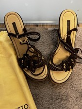 ★ LOUIS VUITTON Wedges braun beige gold LV Canvas Wildleder Lack Gr 41 