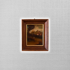 SELTENES KLEINES Ölgemälde auf Kupferplatte | Landschaft/Burg/Italien | Signiert