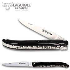 Laguiole Aubrac Taschenmesser 12 cm Büffelhorn Doppelplatine Spiralfeder Messer