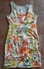 MARC CAIN Sommerkleid N2/N3 orange gelb weiß Minikleid Kleid Blumenmuster, gebr.