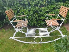 Gartenschaukel, Garten-Wippe, Victoriaschaukel, Eisen-Hartholz, histor. Nachbau