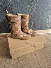 NEU Bisgaard Gummistiefel Gr. 28 Camel Flowers Braun Mädchen NP 50€ Ungefüttert 