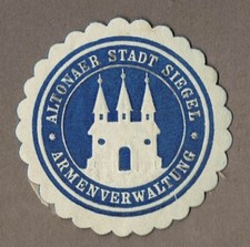 Siegelmarke Hamburg: ALTONAER STADT SIEGEL / ARMENVERWALTUNG (blau)