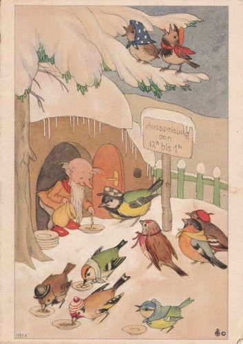Künstler zwerg vögel - kÜnstler-ak,