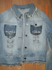 Jeansjacke von Roccobarocco Neu Hellblau mit Fransen, Gr. 38