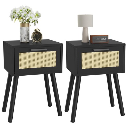 Rattan nachttisch 2er set - rattan,